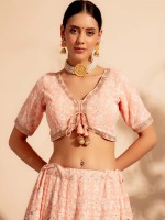 Light Peach Pure Georgette Readymade Lehenga Choli